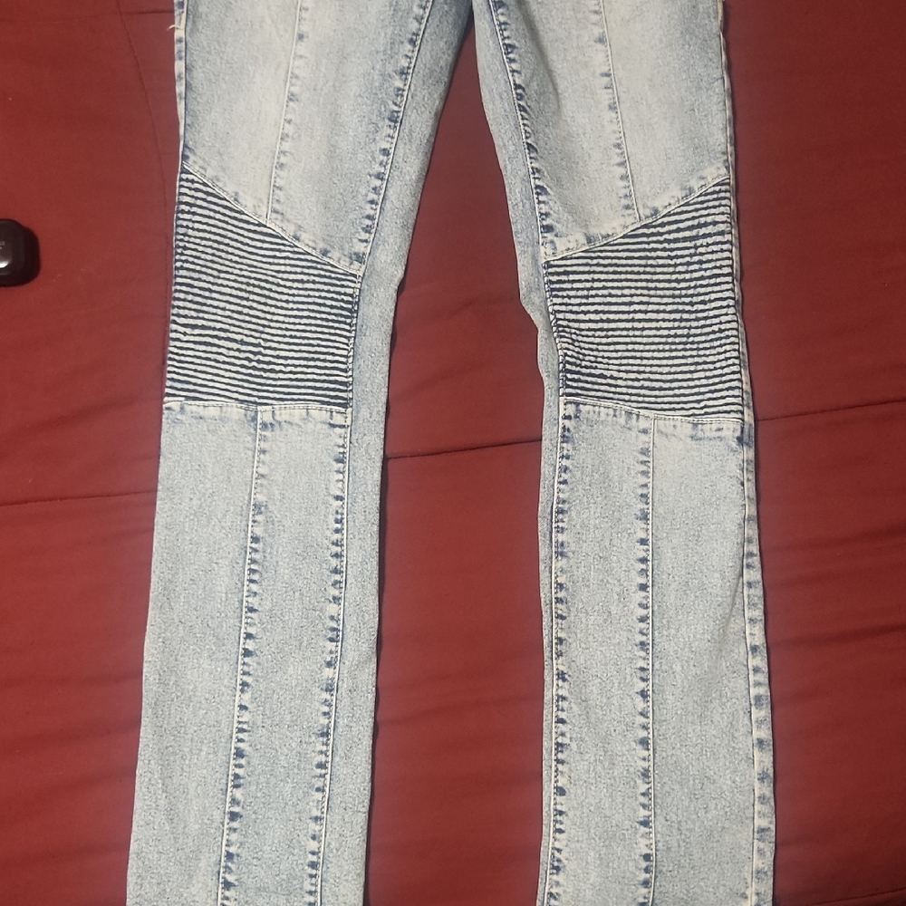 True Religion Blue Straight Leg Jeans with Panel Design